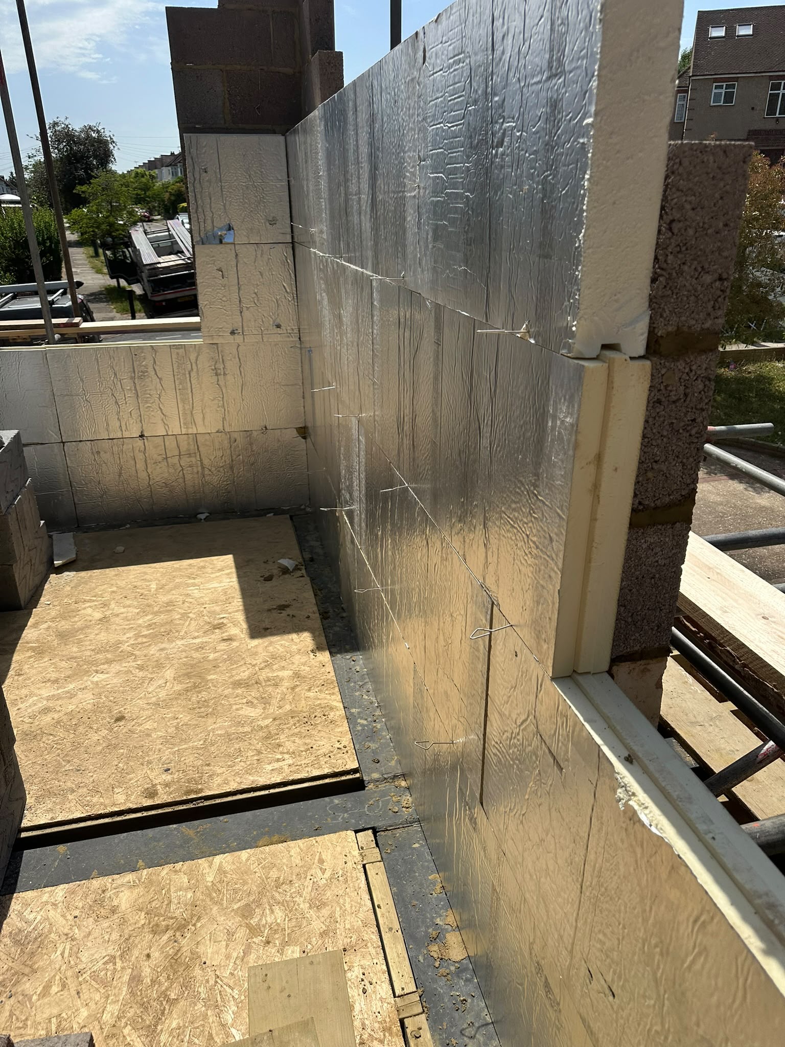 Insulation fitted within the walls during construction.