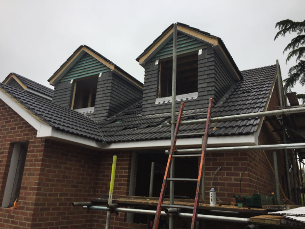 Front dormers before the windows and external finishes were completed.